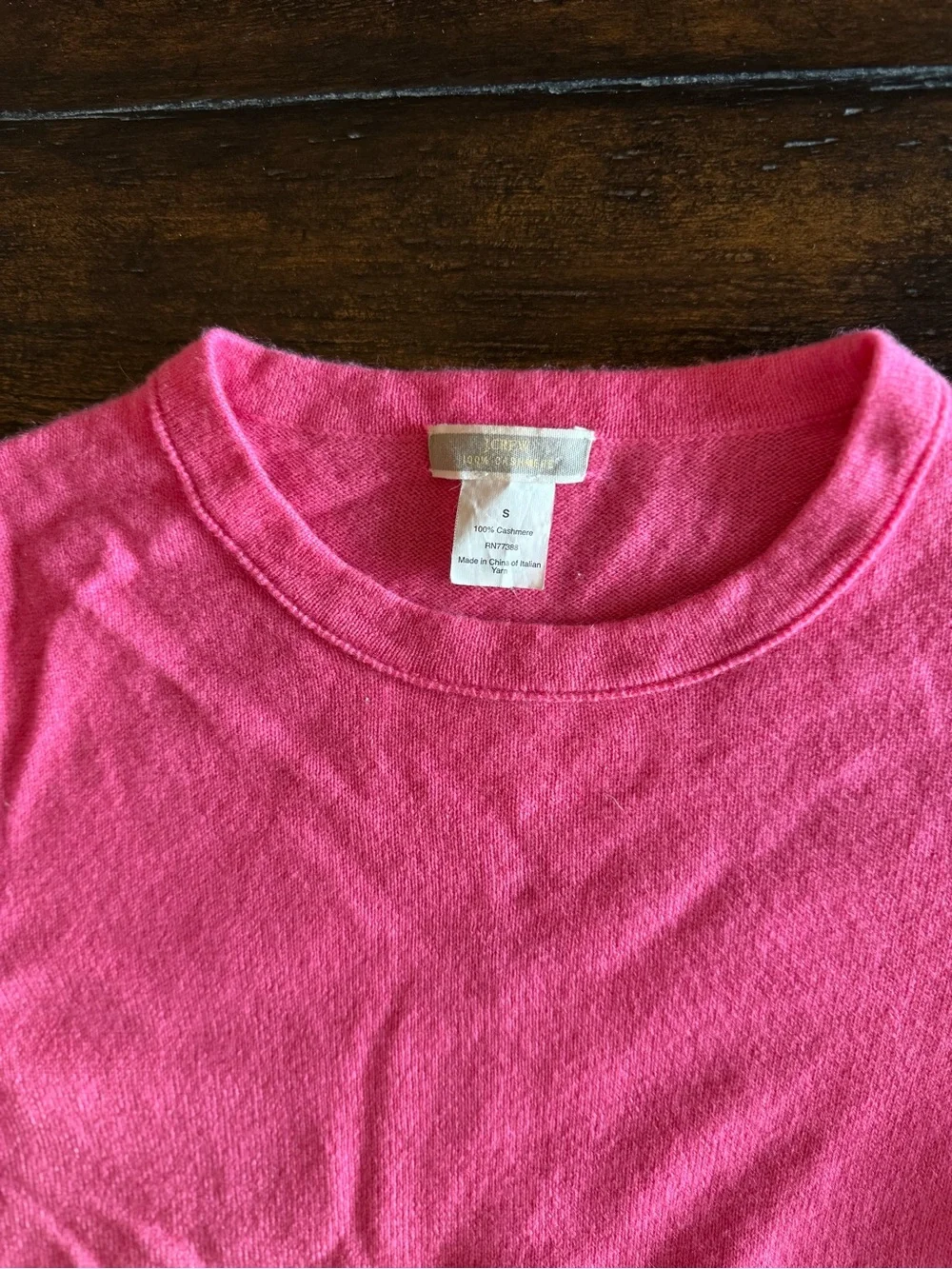 J. Crew 100% Italian Cashmere Bright Pink Crewneck Pullover Sweater Size S